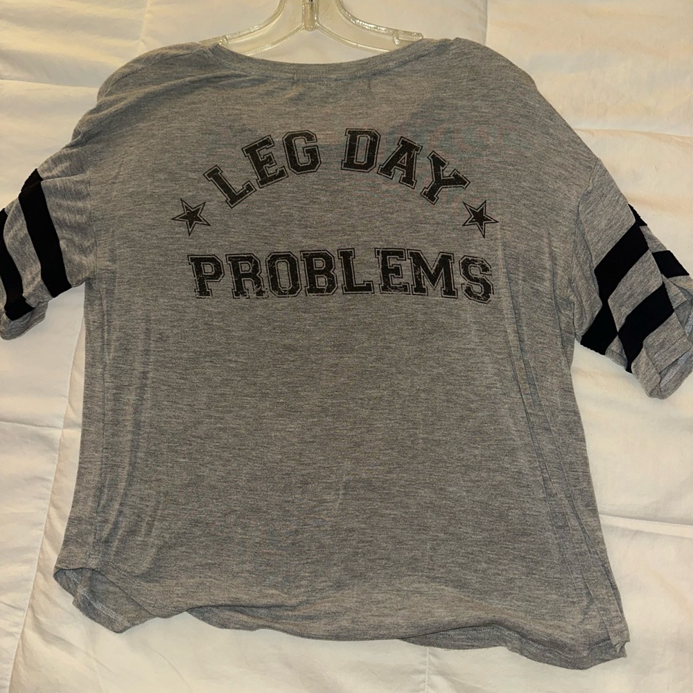 Leg Day Problems Barry's Gray and Black Striped Sleeve T-Shirt 🩶